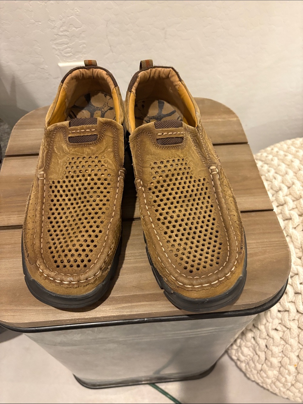 Merrell Men's Tan Perforated Slip-On Loafers